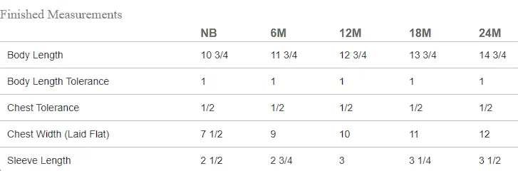 Baby Jumper Size Guide